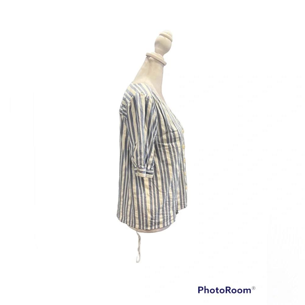 Madewell Blue and White Striped Button Front Blouse